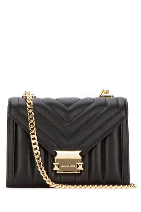 michael kors whitney small leather convertible shoulder bag|quilted shoulder bag with chain.